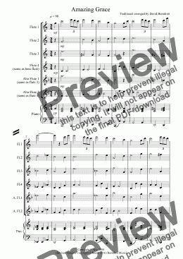 page one of Amazing Grace for Flute Quartet