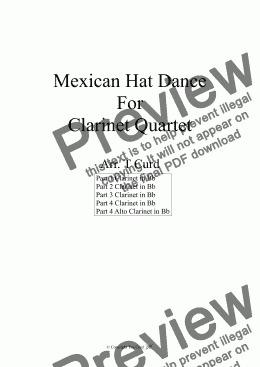 page one of Mexican Hat Dance. For Clarinet Quartet