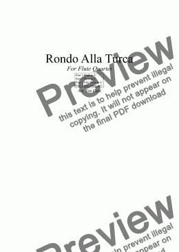 page one of Rondo Alla Turca. For Flute Quartet