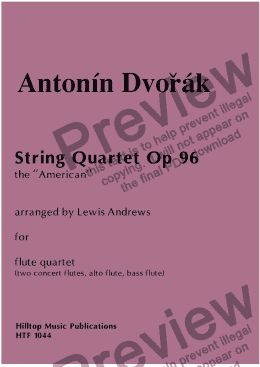 page one of Dvorak String Quartet Op. 96 No. 12