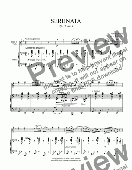 page one of Serenata Op. 15 No. 1 for flute or violin and piano