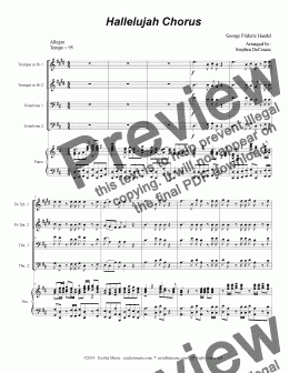 page one of Hallelujah Chorus (for Brass Quartet and Piano - Alternate Version)