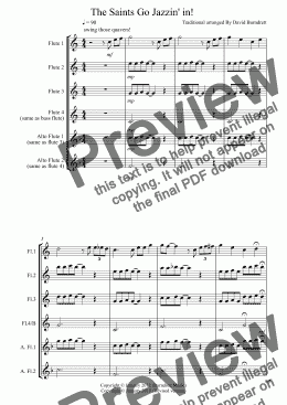 page one of The Saints Go Jazzin' in! for Flute Quartet