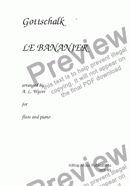 page one of Le Bananier arr. flute and piano