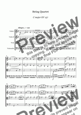 page one of MOZART - String Quartet  C major KV 157