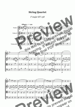 page one of MOZART - String Quartet F major KV 158