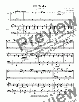 page one of Serenata Op. 15 No. 1 for piano trio