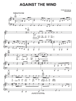 page one of Against The Wind (Piano, Vocal & Guitar Chords (Right-Hand Melody))