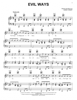 page one of Evil Ways (Piano, Vocal & Guitar Chords (Right-Hand Melody))