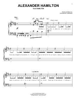 page one of Alexander Hamilton (from Hamilton) (Easy Piano)