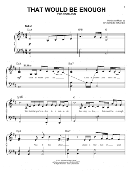page one of That Would Be Enough (from Hamilton) (Easy Piano)