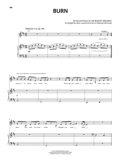 page one of Burn (from Hamilton) (Piano & Vocal)