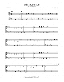 page one of Mrs. Robinson (Clarinet Duet)
