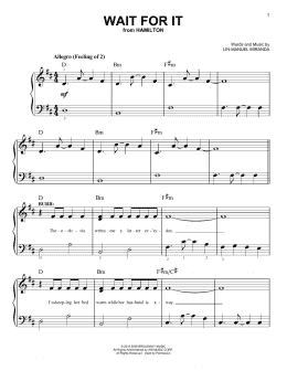 page one of Wait For It (from Hamilton) (Easy Piano)