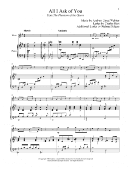 page one of All I Ask Of You (from The Phantom of The Opera) (Flute and Piano)