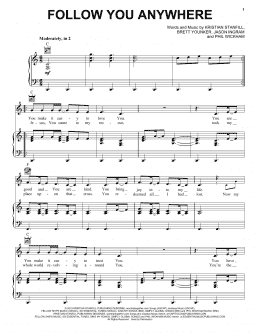 page one of Follow You Anywhere (Piano, Vocal & Guitar Chords (Right-Hand Melody))