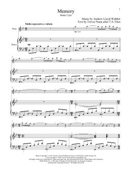 page one of Memory (from Cats) (Flute and Piano)
