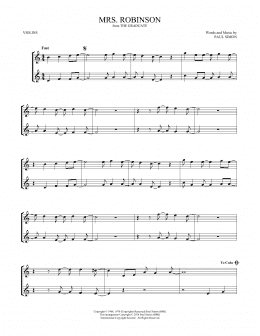 page one of Mrs. Robinson (Violin Duet)