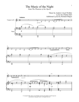 page one of The Music of the Night (from The Phantom of the Opera) (Trumpet and Piano)