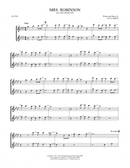 page one of Mrs. Robinson (Flute Duet)