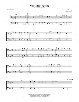 page one of Mrs. Robinson (Trombone Duet)