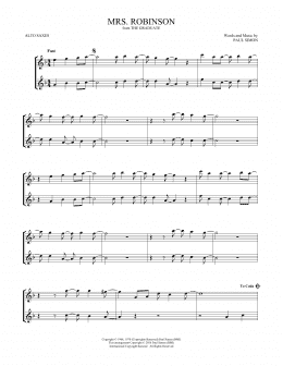 page one of Mrs. Robinson (Alto Sax Duet)