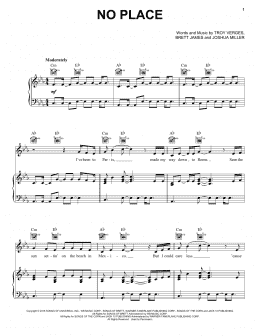 page one of No Place (Piano, Vocal & Guitar Chords (Right-Hand Melody))