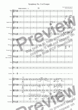 page one of Symphony No. 2 in D major, Op. 70 - III. Adagio sostenuto