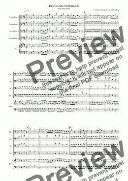 page one of Eine Kleine Nachtmusik (1st movement) for Double Bass Quartet