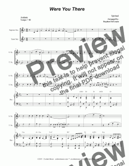 page one of Were You There (Duet for Soprano & Tenor Saxophone)