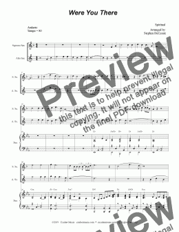 page one of Were You There (Duet for Soprano & Alto Saxophone)