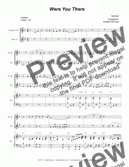 page one of Were You There (Duet for Bb-Trumpet & French Horn)