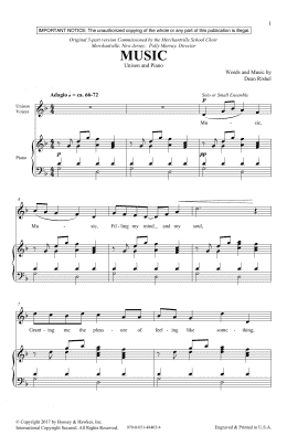 page one of Music (Unison Choir)