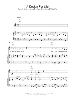 page one of A Design For Life (Piano, Vocal & Guitar Chords)