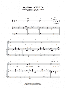 page one of Any Dream Will Do (Piano, Vocal & Guitar Chords)
