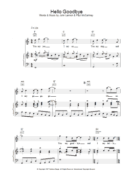 page one of Hello, Goodbye (Piano, Vocal & Guitar Chords)