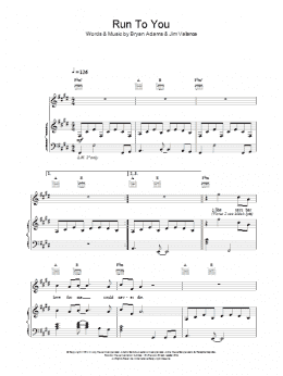page one of Run To You (Piano, Vocal & Guitar Chords)