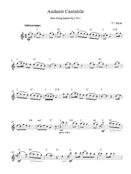 page one of Andante (Lead Sheet / Fake Book)