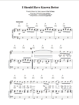 page one of I Should Have Known Better (Piano, Vocal & Guitar Chords)