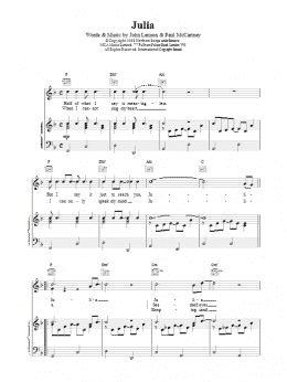page one of Julia (Piano, Vocal & Guitar Chords)