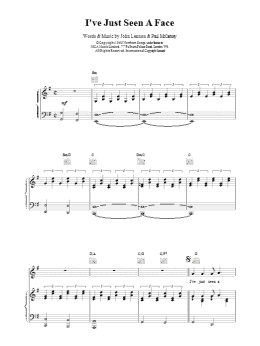 page one of I've Just Seen A Face (Piano, Vocal & Guitar Chords)