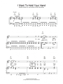 page one of I Want To Hold Your Hand (Piano, Vocal & Guitar Chords (Right-Hand Melody))