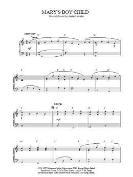 page one of Mary's Boy Child (Piano Solo)