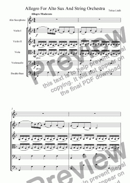 page one of Allegro For Alto Sax And String Orchestra
