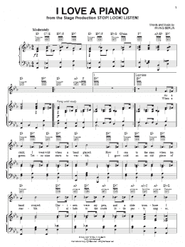 page one of I Love A Piano (Piano, Vocal & Guitar Chords (Right-Hand Melody))
