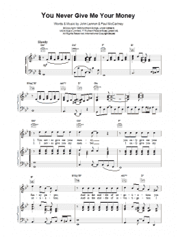 page one of You Never Give Me Your Money (Piano, Vocal & Guitar Chords)