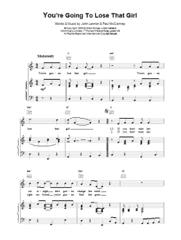 page one of You're Going To Lose That Girl (Piano, Vocal & Guitar Chords)