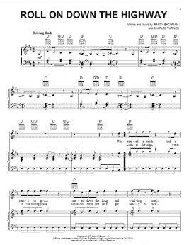 page one of Roll On Down The Highway (Piano, Vocal & Guitar Chords (Right-Hand Melody))