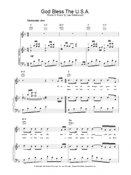 page one of God Bless The U.S.A. (Piano, Vocal & Guitar Chords)
