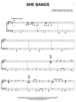 page one of She Bangs (Piano, Vocal & Guitar Chords (Right-Hand Melody))